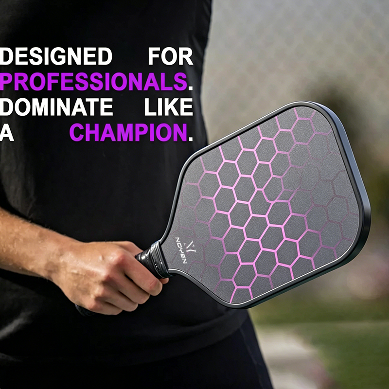 16mm Pickleball Paddle Set Purple Fibreglass Cushion Grip Pickleball Racket Lightweight Polymer