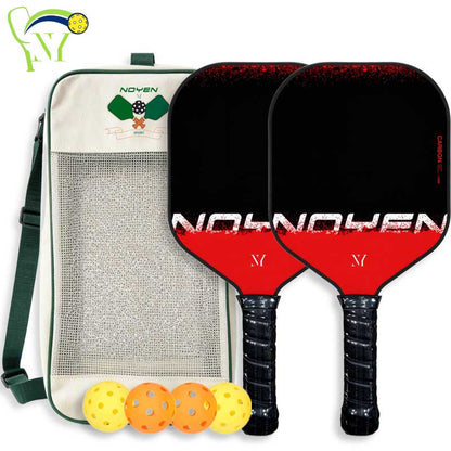 Premium Pickleball Paddle Set Red Easy Control Gradient Design 2 Paddles 4 Balls Bag Starter Kit