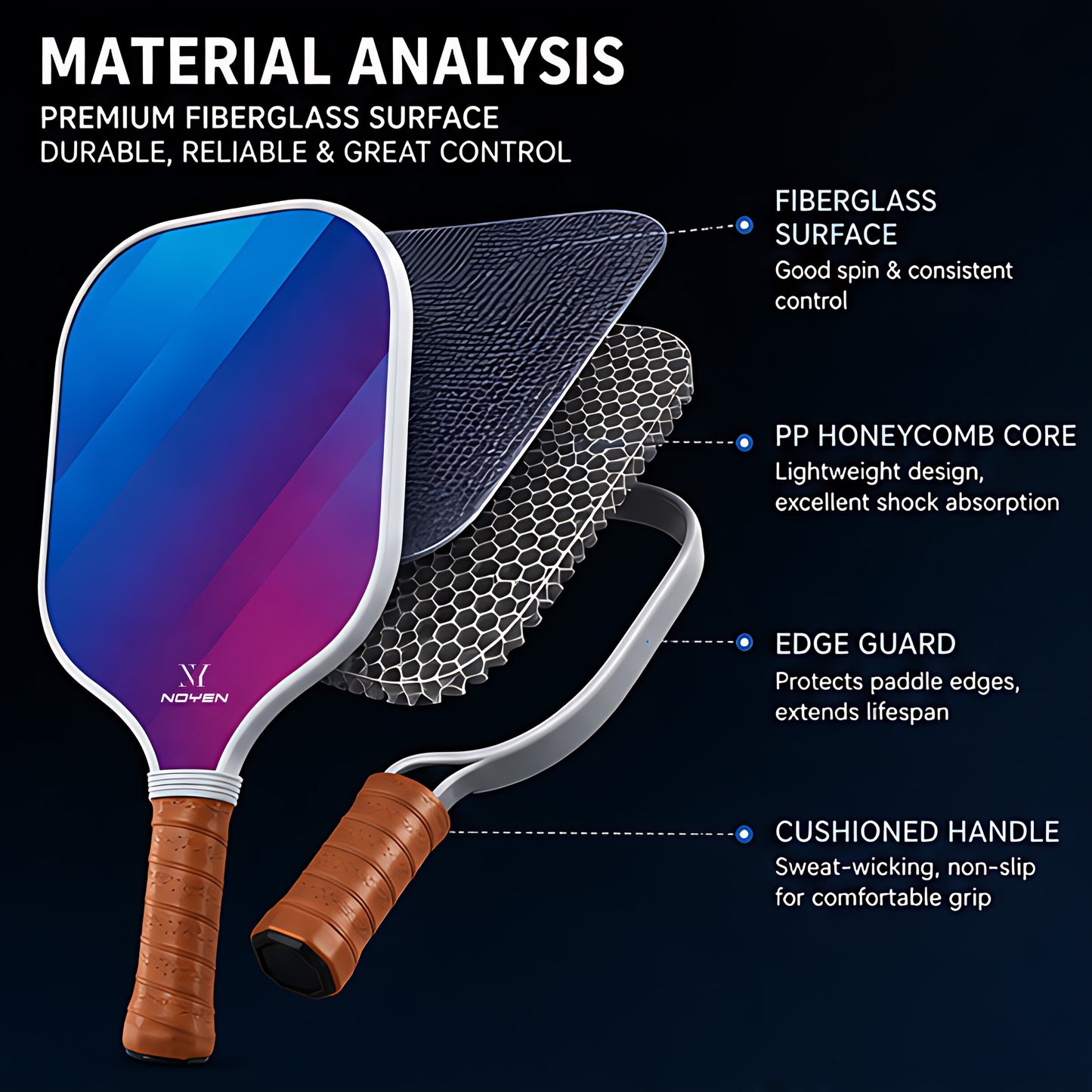 Premium Pickleball Paddle Set Double Sided Professional Level Racket 2 Paddles 4 Balls With Bag