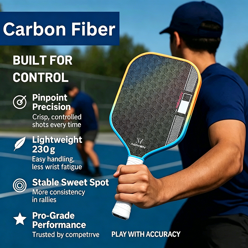 Upgrade Pickleball Paddle Set T700 3KCarbon Fiber Lightweight 2 Paddles Bag Power Spin IndoorOutdoor