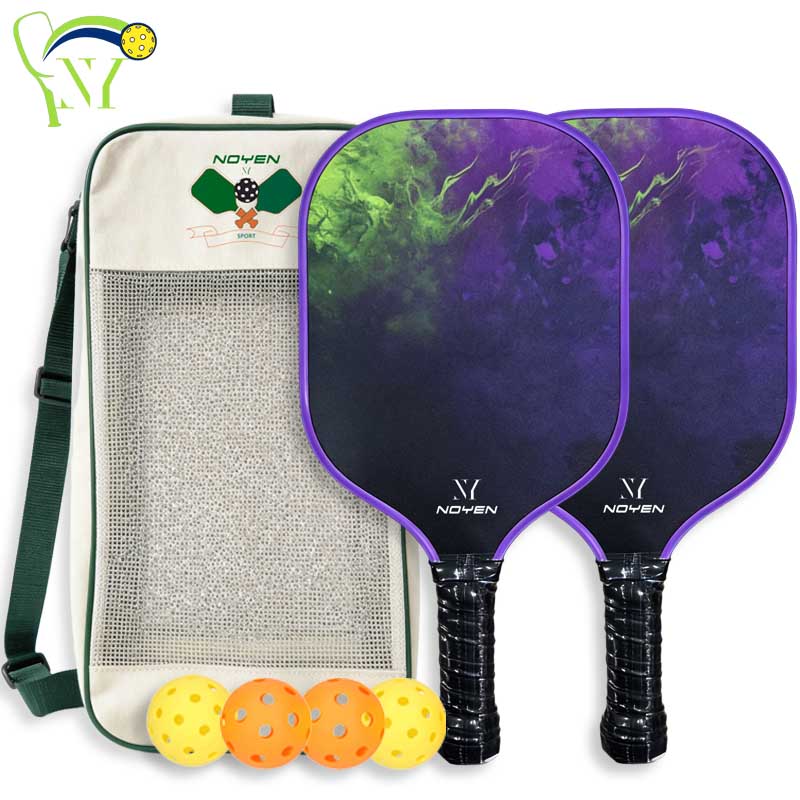 Professional Carbon Fiber Pickleball Paddle Set Purple 2 Paddles 4 Balls Bag Beginner FriendlyProfes