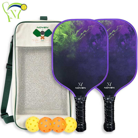 Professional Carbon Fiber Pickleball Paddle Set Purple 2 Paddles 4 Balls Bag Beginner FriendlyProfes