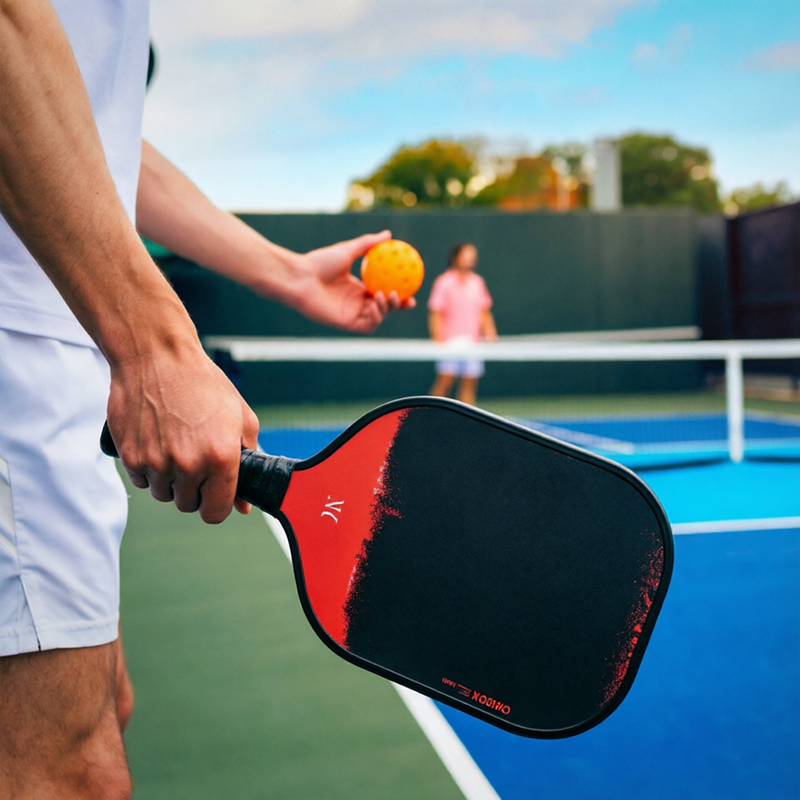 Premium Pickleball Paddle Set Red Easy Control Gradient Design 2 Paddles 4 Balls Bag Starter Kit