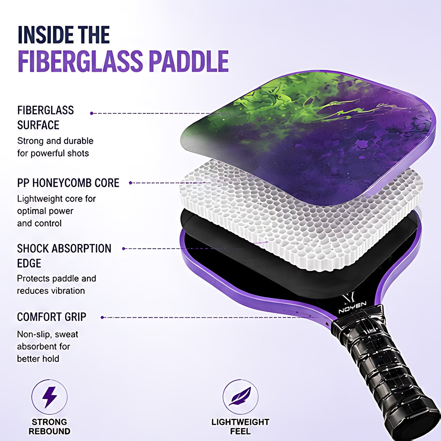 Professional Carbon Fiber Pickleball Paddle Set Purple 2 Paddles 4 Balls Bag Beginner FriendlyProfes