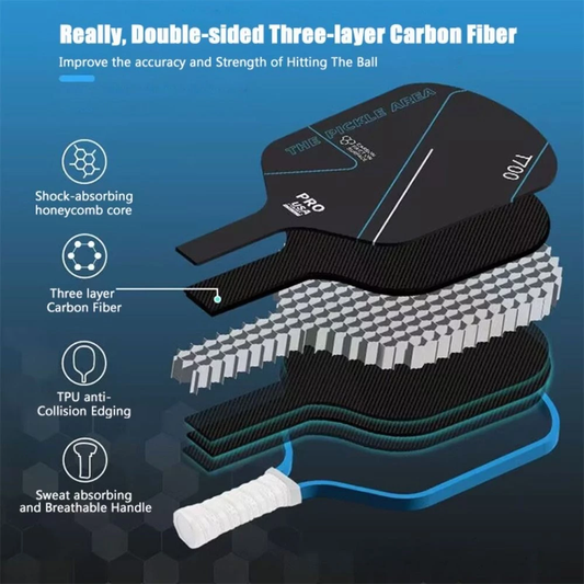 Pickleball Paddle Set T700 3K Carbon Fiber Lightweight Large Sweet Spot 2 Paddles Bag Indoor Outdoor