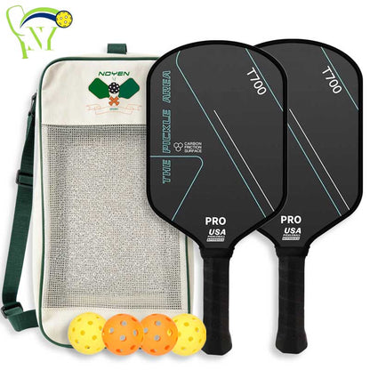 Pickleball Paddle Set T700 3K Carbon Fiber Lightweight Large Sweet Spot 2 Paddles Bag Indoor Outdoor