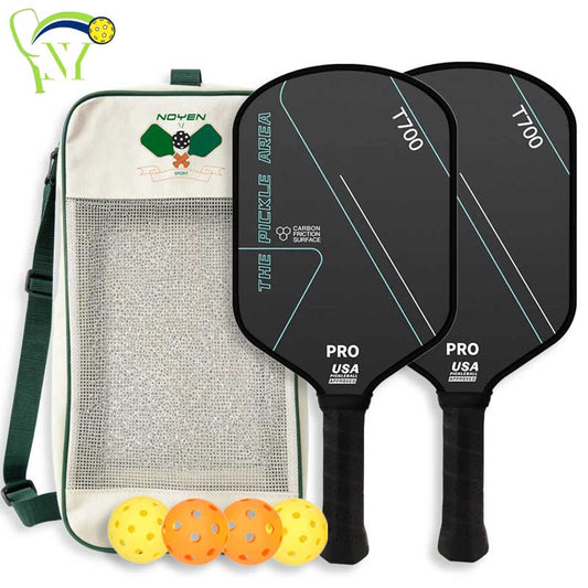 Pickleball Paddle Set T700 3K Carbon Fiber Lightweight Large Sweet Spot 2 Paddles Bag Indoor Outdoor