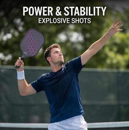 16mm Pickleball Paddle Set Purple Fibreglass Cushion Grip Pickleball Racket Lightweight Polymer