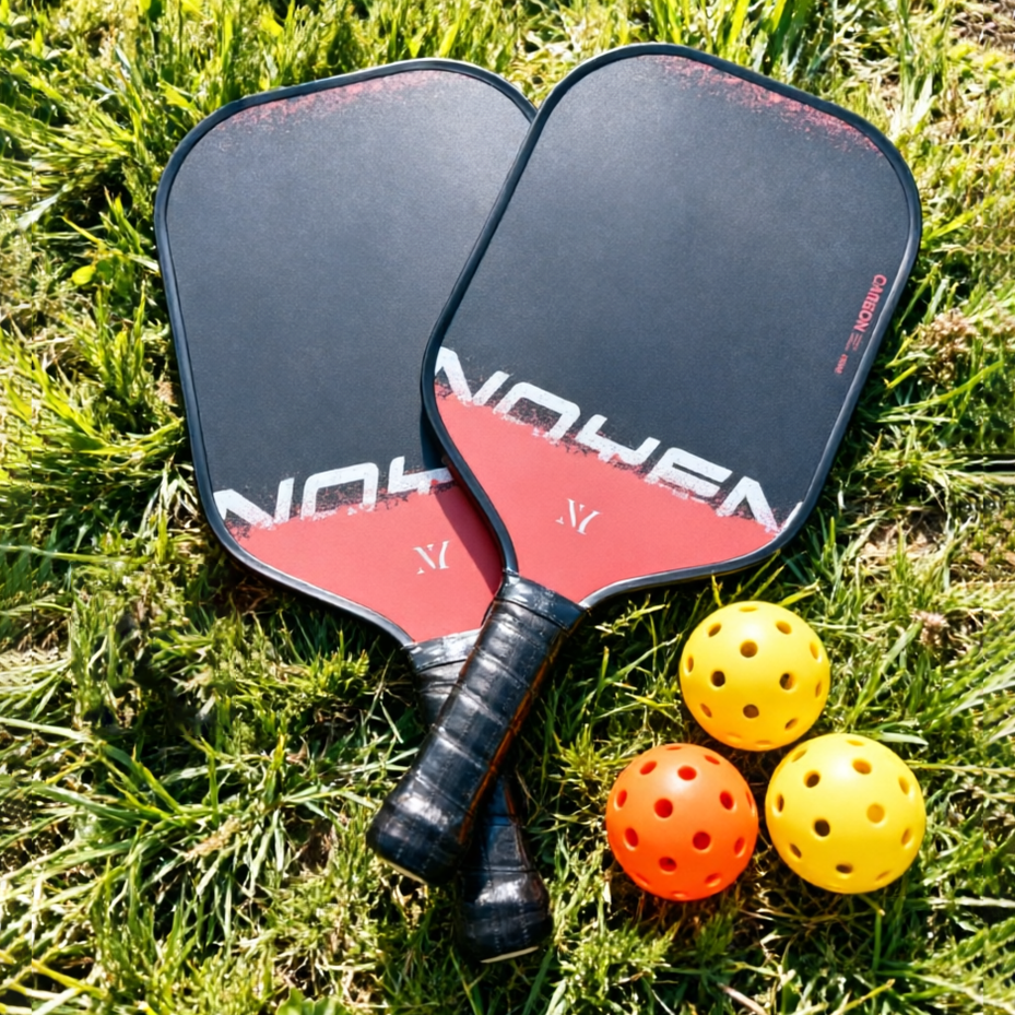 Premium Pickleball Paddle Set Red Easy Control Gradient Design 2 Paddles 4 Balls Bag Starter Kit