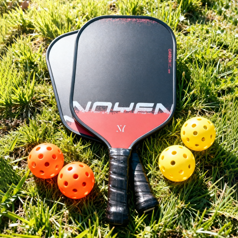 Premium Pickleball Paddle Set Red Easy Control Gradient Design 2 Paddles 4 Balls Bag Starter Kit