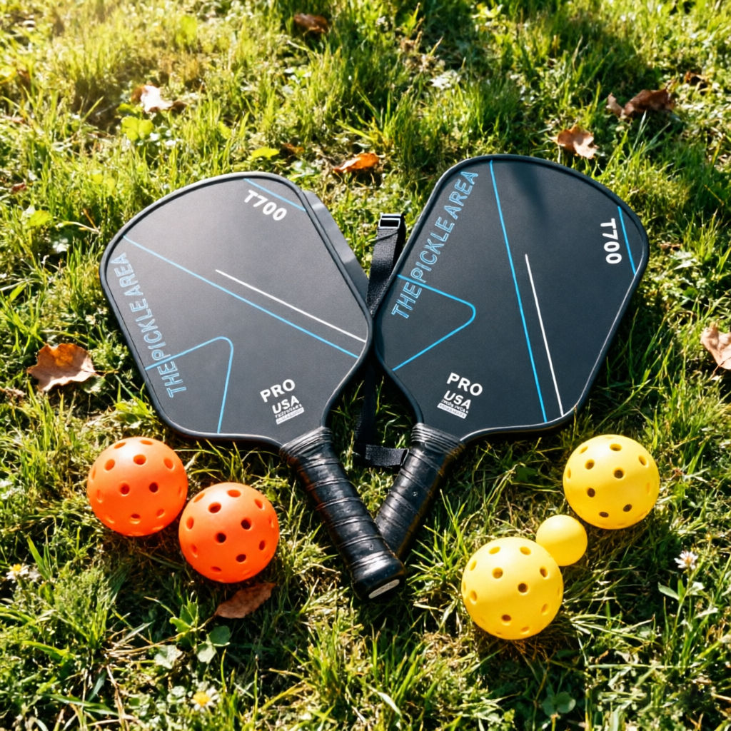 Pickleball Paddle Set T700 3K Carbon Fiber Lightweight Large Sweet Spot 2 Paddles Bag Indoor Outdoor