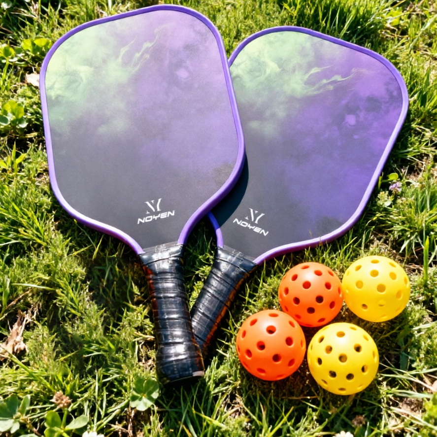 Professional Carbon Fiber Pickleball Paddle Set Purple 2 Paddles 4 Balls Bag Beginner FriendlyProfes