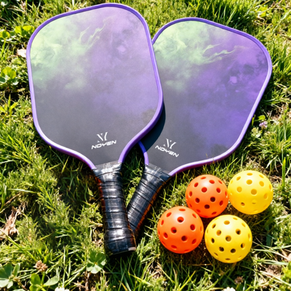 Professional Carbon Fiber Pickleball Paddle Set Purple 2 Paddles 4 Balls Bag Beginner FriendlyProfes