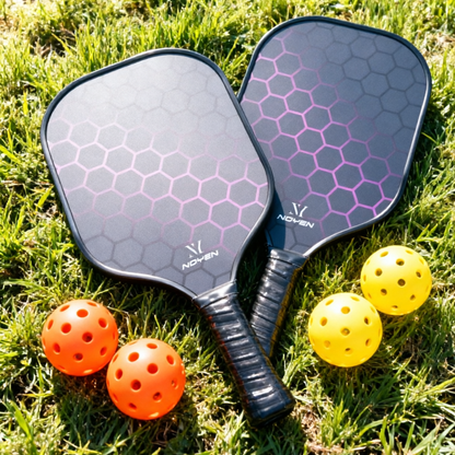 16mm Pickleball Paddle Set Purple Fibreglass Cushion Grip Pickleball Racket Lightweight Polymer